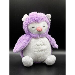 Carter’s Purple and White Plush Owl Stuffed Animal 2017 Super Soft Bird Lovey 9”